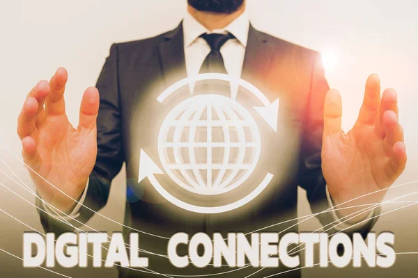 Segno di testo che mostra le connessioni digitali. Foto concettuale il modo online per esplorare e costruire relazioni . — Foto Stock