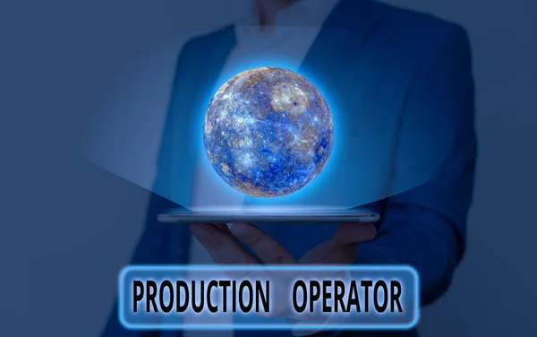 Word writing text Production Operator. Business concept for control equipment used in the analysisufacturing process Elements of this image furnished by NASA.