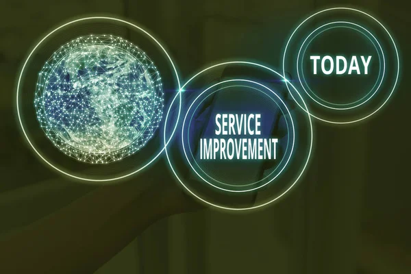 Text sign showing Service Improvement. Conceptual photo continuous actions that lead to better service or system Elements of this image furnished by NASA.