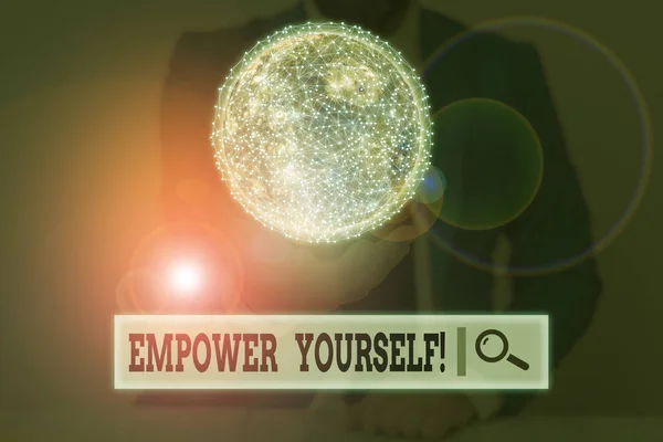 Scrivere una nota che mostra Empower Yourself. Business photo showcase prendere il controllo dei nostri obiettivi di vita e fare scelte Elementi di questa immagine fornita dalla NASA . — Foto Stock