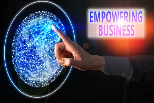 Text sign showing Empowering Business. Conceptual photo creating an environment that fosters growth of business Elements of this image furnished by NASA. — Stock Photo, Image