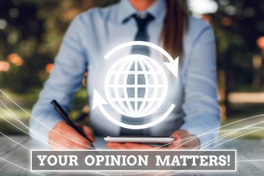 Kelime yazma metni Fikriniz Önemlidir. Az önce söylenen bir şeye katılmadığınızı gösteren bir iş konsepti..