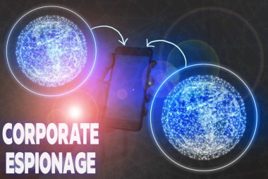 Şirket casusluğunu gösteren kavramsal el yazısı. Bu görüntünün ticari unsurları Nasa tarafından desteklenen ticari casusluk amaçlı iş fotoğrafı metni formu.