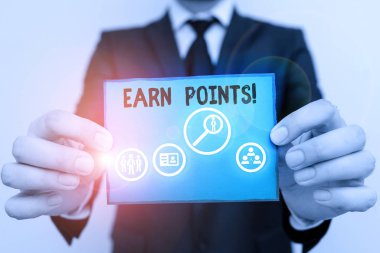 Puan Kazan'ı gösteren kavramsal el yazısı. Büyük ödül kazanmak için hak kazanmak için puan toplama Gösteren İş fotoğraf.