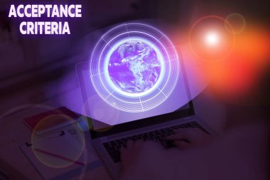 Kavramsal el yazısı kabul kriterlerini gösteriyor. Bu görüntünün Nasa tarafından desteklenen bir kısmının elementlerinin değerlendirilmesinde iş fotoğrafı gösterimi belirtilmiş göstergeler.