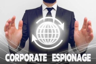 Mesaj işareti kurumsal casusluğu gösteriyor. Casusluğun kavramsal fotoğraf formu ticari amaçla yürütüldü.