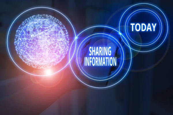 Text sign showing Sharing Information. Conceptual photo exchange of data between various organizations Elements of this image furnished by NASA.