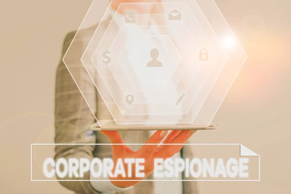 Εννοιολογική γραφή χεριών που δείχνει Εταιρική Κατασκοπεία. Επαγγελματική φωτογραφία που παρουσιάζει μορφή κατασκοπείας που διεξάγεται για εμπορικούς σκοπούς. — Φωτογραφία Αρχείου