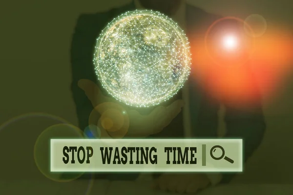 Scrivere una nota che mostra Stop Wasting Time. Business photo showcase consulenza dimostrativa o di gruppo iniziare a pianificare e utilizzare saggiamente Elementi di questa immagine fornita dalla NASA . — Foto Stock