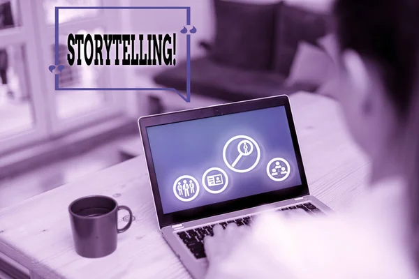 Texte montrant Storytelling. Activité photographique conceptuelle rédaction d'histoires pour leur publication au public . — Photo