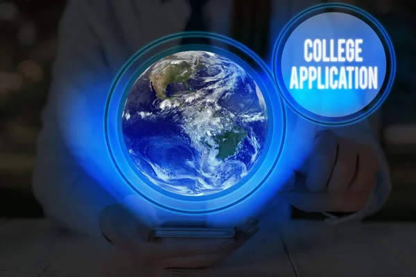 Writing note showing College Application. Business photo showcasing individuals apply to gain entry into a college Elements of this image furnished by NASA. — Stock Photo, Image