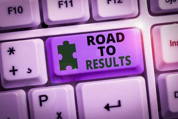 Writing note showing Road To Results. Business photo showcasing Business direction Path Result Achievements Goals Progress.