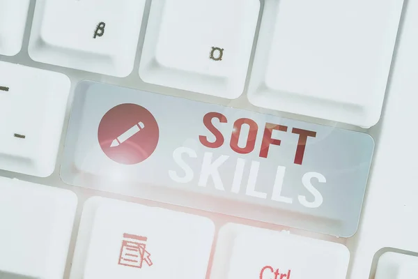 Texto de caligrafia Soft Skills. Conceito significado demonstrativo atributo que suporta a consciência situacional . — Fotografia de Stock