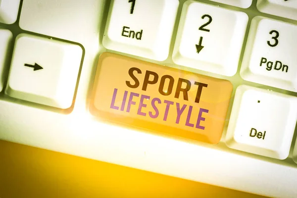 Handstil text skriva Sport Livsstil. Begreppet betyder atletisk livsstil för att bli frisk och full av lycka. — Stockfoto
