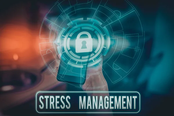 Text sign showing Stress Management. Conceptual photo method of limiting stress and its effects by learning ways Picture photo system network scheme modern technology smart device.