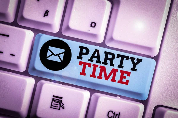 Word writing text Party Time. Business concept for the right moment to celebrate and have fun in social event. — Stok fotoğraf