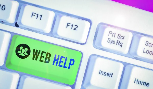 Tekst pisma odręcznego Web Help. Pojęcie oznaczające informacje proceduralne lub referencyjne przekazywane za pośrednictwem komputera. — Zdjęcie stockowe