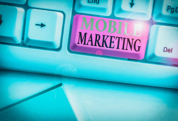Word writing text Mobile Marketing. Business concept for promotional activity designed for delivery to cell phones.