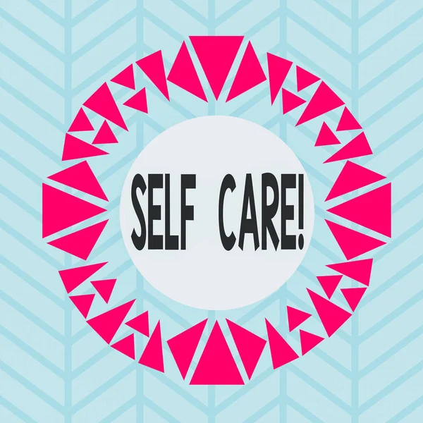 Text Sign Showing Self Care Business Photo Showcasing Practice Taking — Stock Photo, Image