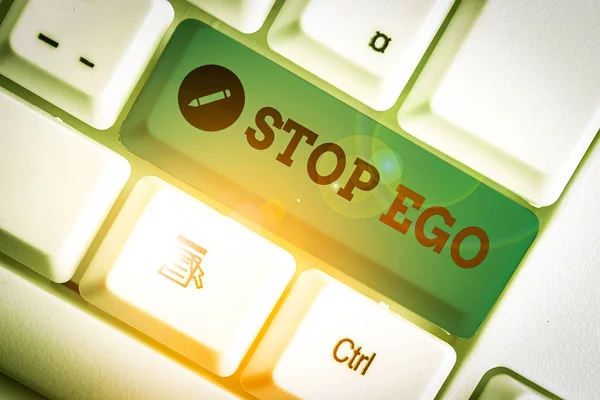 Ecriture Conceptuelle Montrant Stop Ego Signification Concept Contrôlez Votre Obsession — Photo