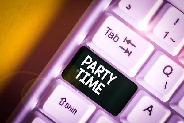 Signo Texto Que Muestra Party Time Texto Foto Negocios Momento —  Fotos de Stock