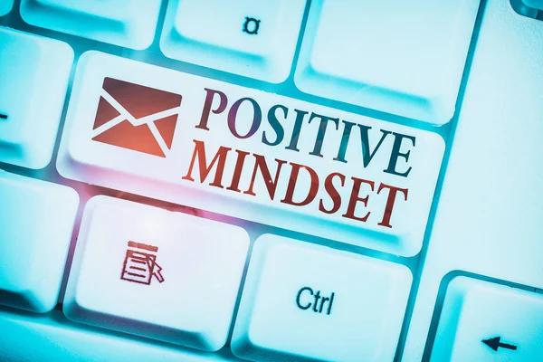 Tekst Teken Dat Positieve Mindset Weergeeft Zakelijke Foto Tekst Mentale — Stockfoto