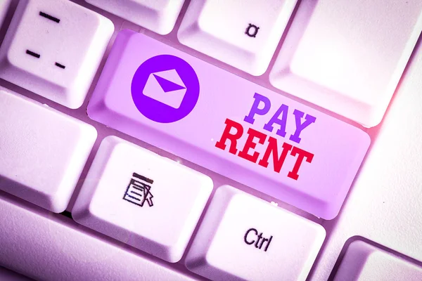 Texto Escritura Palabras Pay Rent Exposición Fotos Negocios Pagar Dinero —  Fotos de Stock