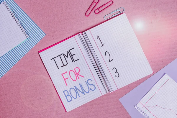 Konceptuell Handstil Som Visar Time Bonus Begreppet Innebär Summa Pengar — Stockfoto