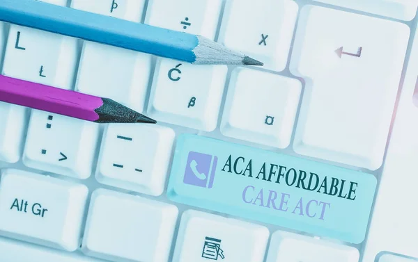 Написание Текста Aca Affordable Care Act Деловое Фото Демонстрирующее Дешевое — стоковое фото