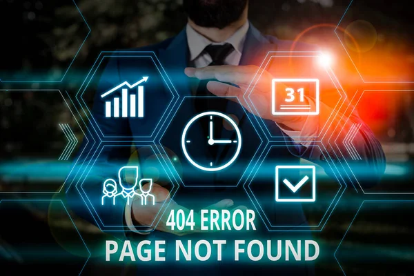 Word Writing Text 404 Error Page Found Business Photo Showcasing — Stock Photo, Image