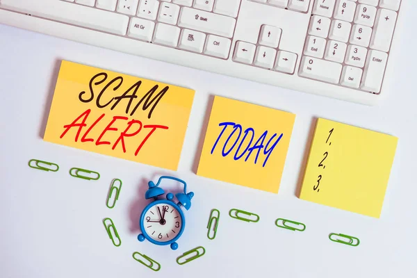 Scrivere Testo Scam Alert Foto Concettuale Che Avverte Qualcuno Sullo — Foto Stock