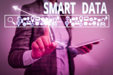 Akıllı Verileri gösteren metin işareti. Daha fazla konsolidasyon için biçimlendirilmiş kavramsal fotoğraf dijital bilgi.