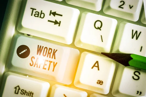 Konceptualne pismo pokazujące bezpieczeństwo pracy. Polityka i procedury prezentacji zdjęć biznesowych w celu zapewnienia bezpieczeństwa w miejscu pracy. — Zdjęcie stockowe