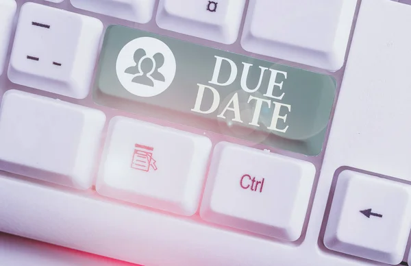 Conceptual hand writing showing Due Date. Business photo text The date when payment should be received by the demonstrating or company.