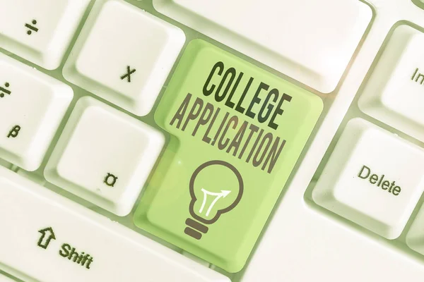 Text sign showing College Application. Business photo text individuals apply to gain entry into a college