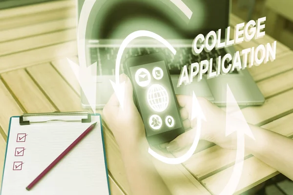 Writing Note Showing College Application Business Concept Individuals Apply Gain — Stockfoto