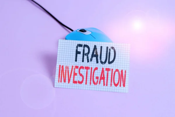 Writing Note Showing Fraud Investigation Business Concept Process Determining Whether — Stock Photo, Image