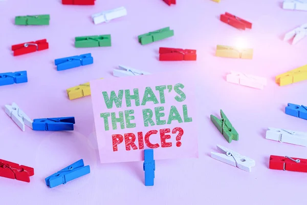 Text Sign Showing What Real Price Question Business Photo Showcasing — Stock Photo, Image