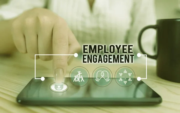 Écriture Conceptuelle Montrant Engagement Des Employés Concept Signifiant Relation Entre — Photo