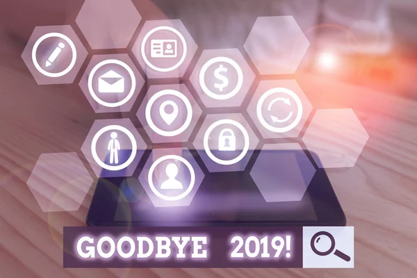 Búcsú 2019 Bemutató Írásbeli Feljegyzés Üzleti Koncepció Búcsú Vagy Tavalyi — Stock Fotó