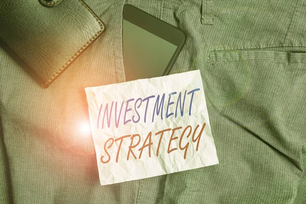 Textzeichen Mit Anlagestrategie Business Fototext Der Systematische Plan Investierbare Vermögenswerte — Stockfoto