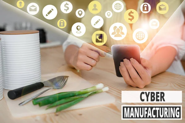 Nota Escritura Que Muestra Cyber Manufacturing Concepto Negocio Para Concepto — Foto de Stock