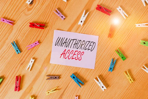 Text Sign Showing Unauthorized Access Business Photo Showcasing Use Computer — Stock Photo, Image