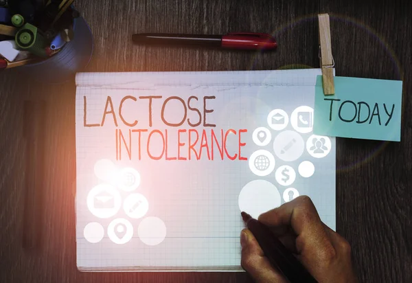 Handwriting text Lactose Intolerance. Conceptual photo digestive problem where body is unable to digest lactose