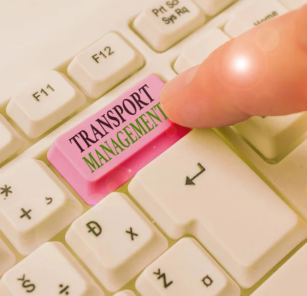 Znak Tekstowy Pokazujący Zarządzanie Transportem Biznes Zdjęcie Tekst Analizy Aspekt — Zdjęcie stockowe