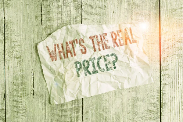 Text Sign Showing What Real Price Question Business Photo Showcasing — 스톡 사진