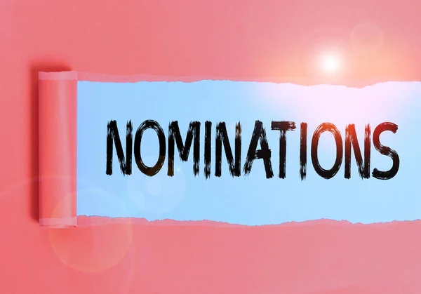 Text Sign Showing Nominations Business Photo Text Act Officially Suggesting — Stok fotoğraf