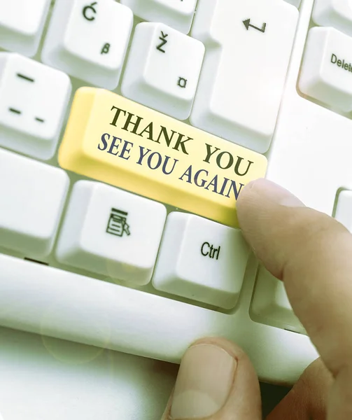 Signo Texto Que Muestra Thank You See You Again Texto — Foto de Stock