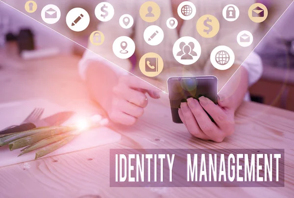 Escrita Mão Conceitual Mostrando Identity Management Conceito Que Significa Administração — Fotografia de Stock