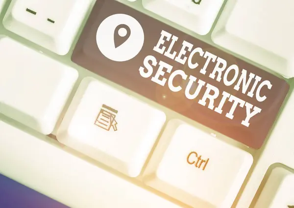 Writing Note Showing Electronic Security Business Concept Electronic Equipment Perform — Stockfoto